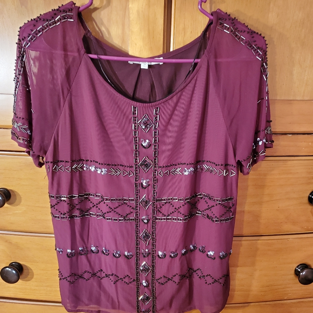 Maroon beaded Miss Me top